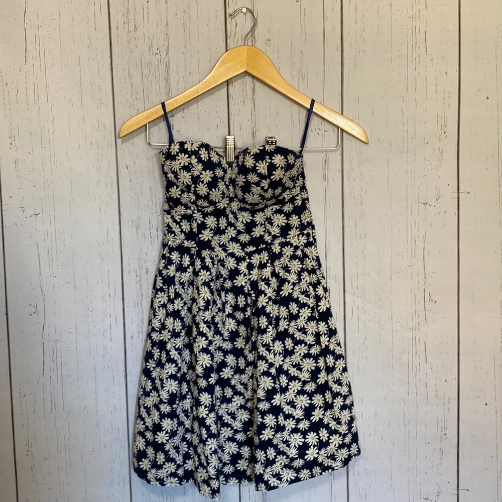 Floral Strapless A-line dress with Sweetheart neckline